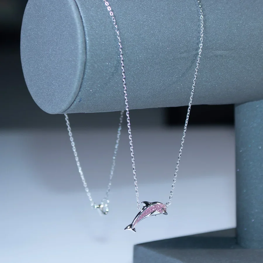 

Dolphin Necklace S925 Silver Pendant for Women Birthday Party daily Occasion