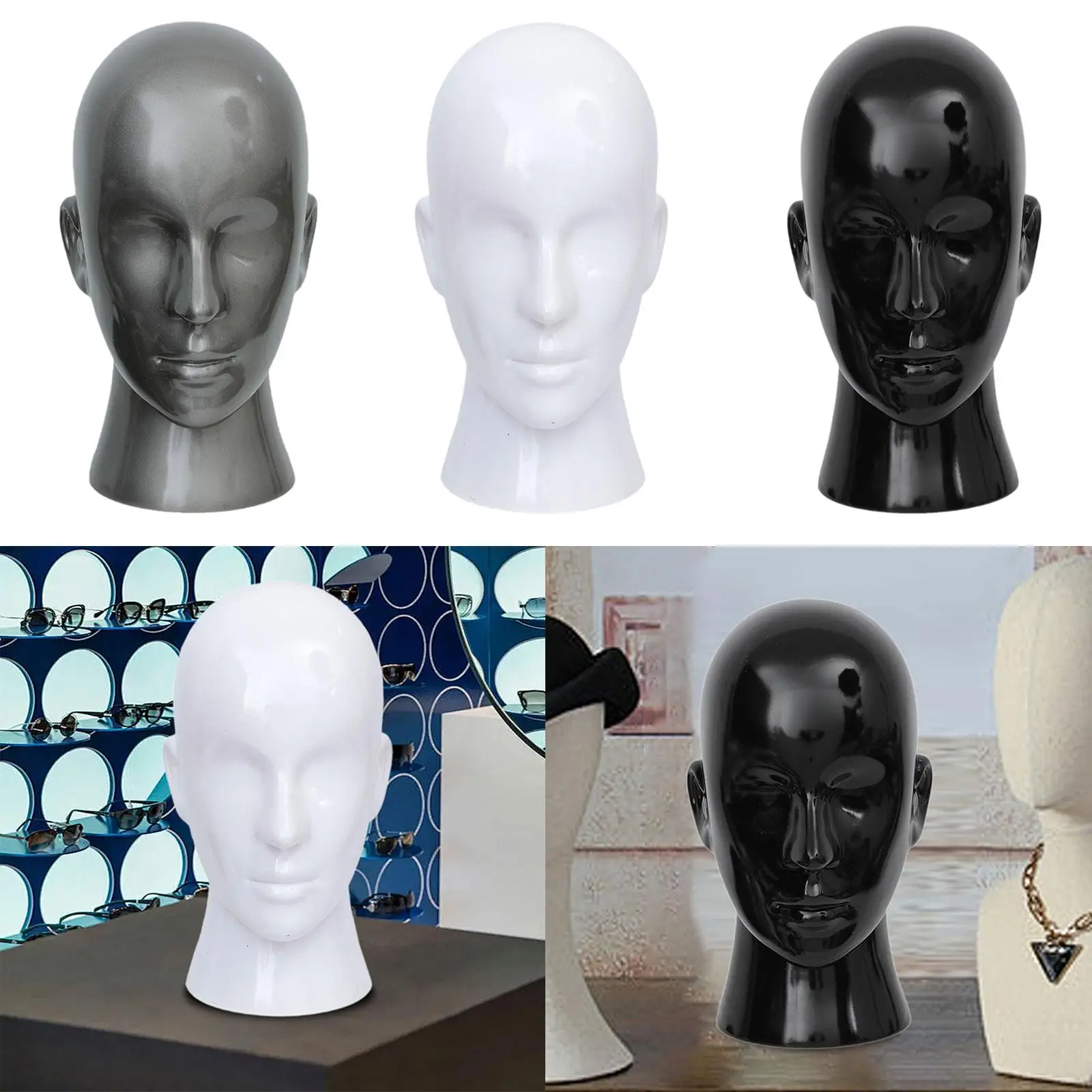 Mannequin Head Wigs Stand Multifunctional Wigs Display Stand Hat Holder Display for Sunglasses Headset Hats Headphone Barbershop