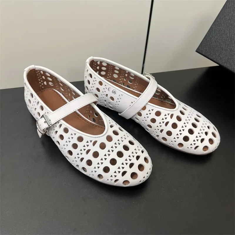 Women's Summer Shoes Ladies Luxury Artificial Leather Casual For Women Trend 2024 Comfortable White Flat Outdoor Fashion Sandals