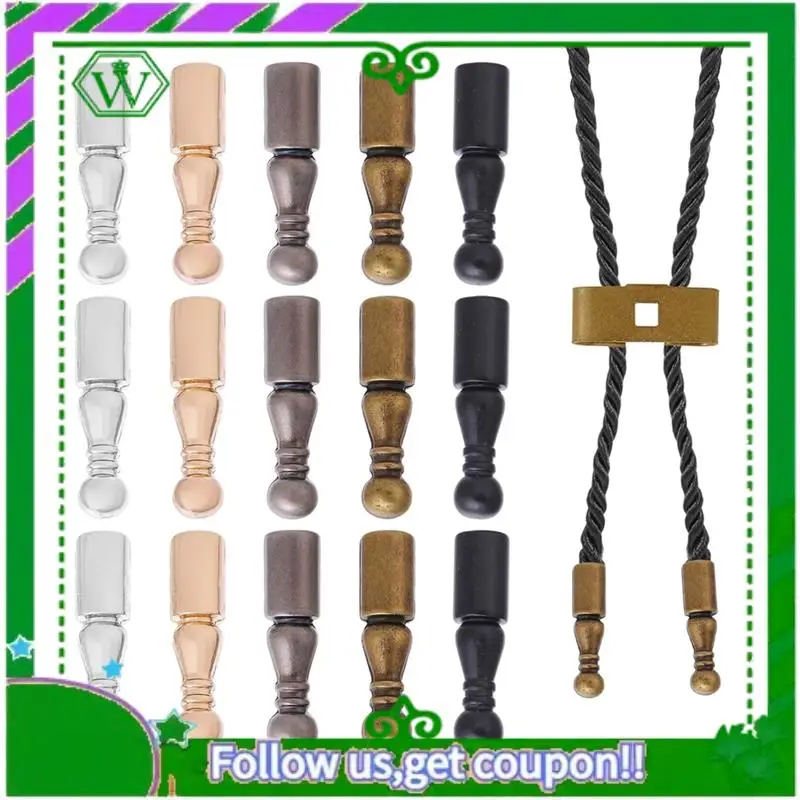 

A18P-15Pcs 5 Colors Bolo Tie End Caps Alloy Wire End Accessories Replacement Clothes Decoration DIY Making