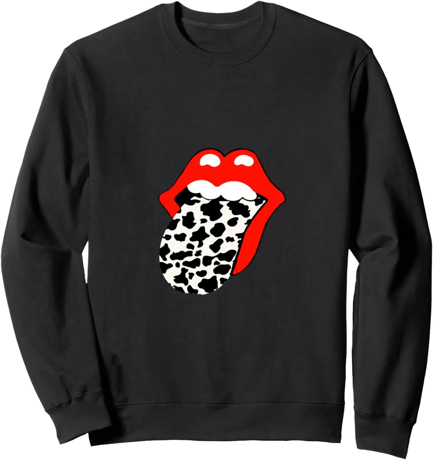 Red Lips Black White Cowhide Tongue Retro Show Mom Gift Sweatshirt