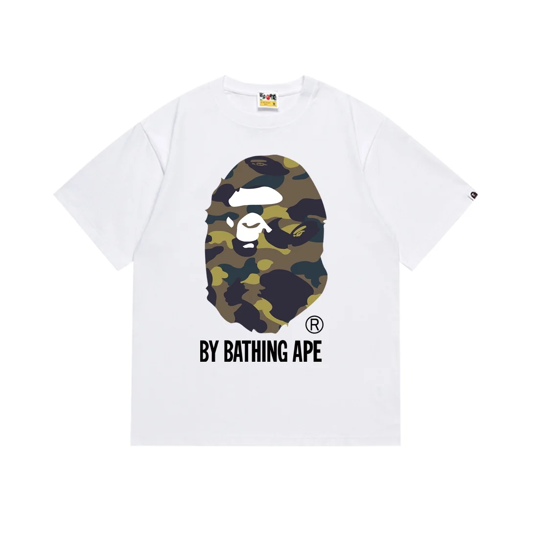 Bape Unisex  Cotton Oversized T-shirt Men\'s Fashion Loose Summer Women\'s Short Sleeves