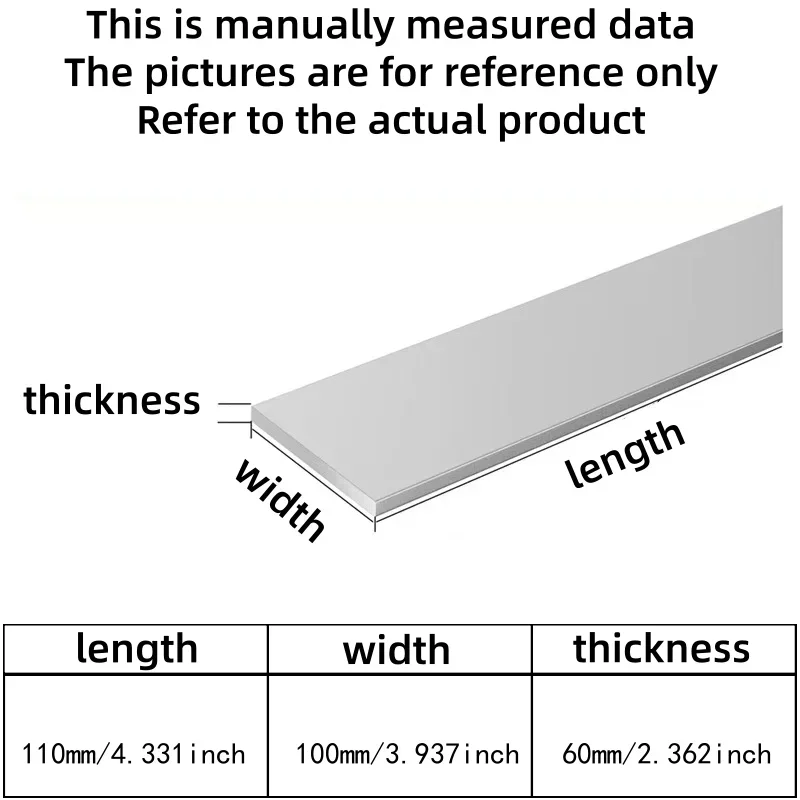 Foglio di alluminio 6061 spesso 60 mm 100x110 mm di grado industriale ad alta resistenza per la manutenzione di macchine utensili
