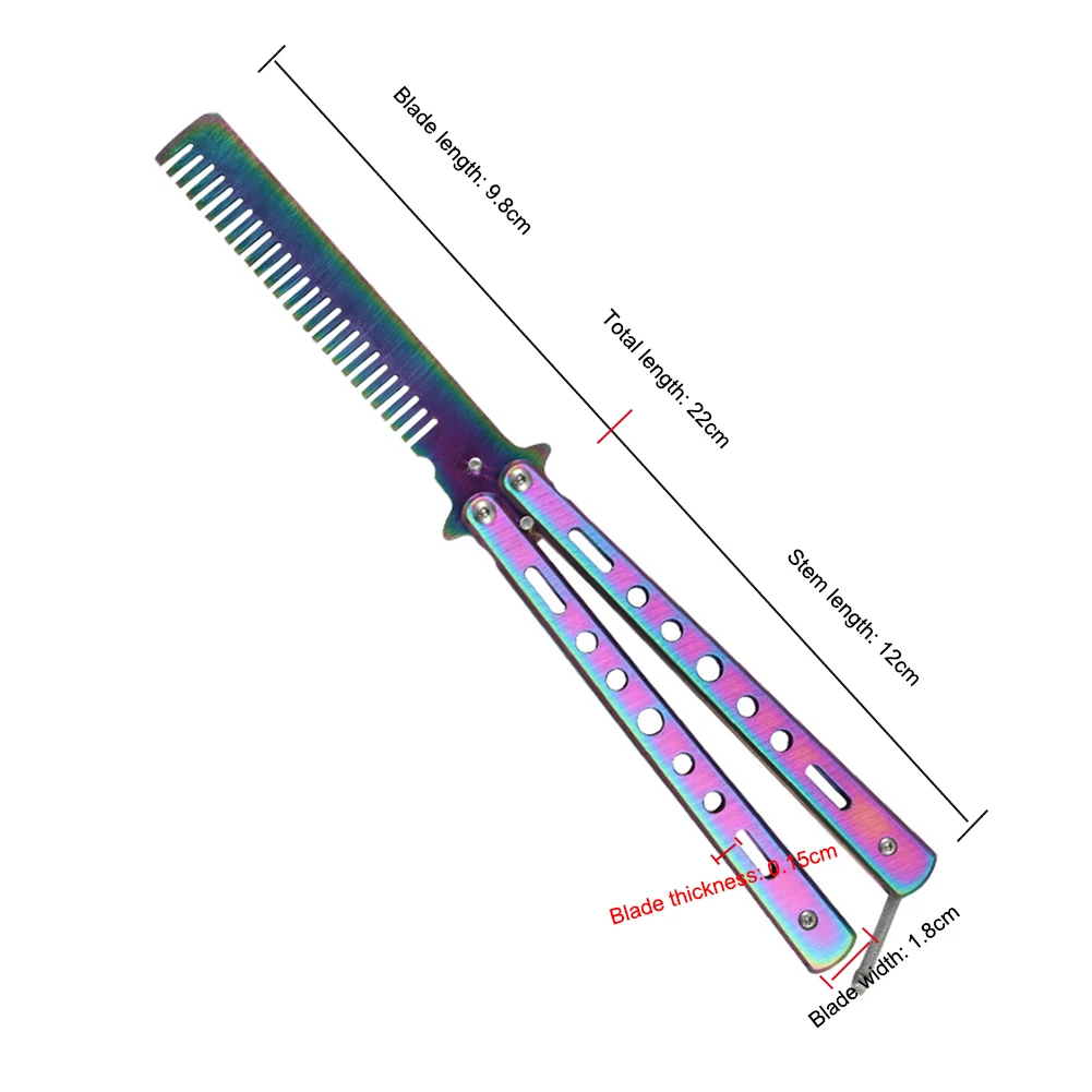 Hot Portable Practice Butterfly Knife Foldable Butterfly Knife Hair Comb Beauty Barber Tool Training Knives Outdoor Trainer Game