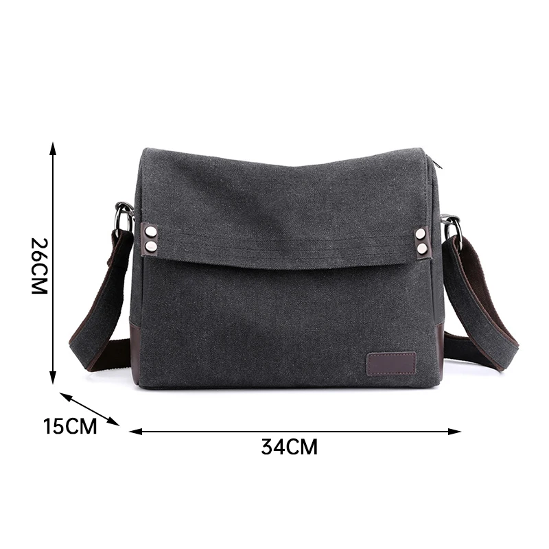 Imagem -02 - Bolsa de Ombro Transversal de Grande Capacidade Lona Masculina Simples e Horizontal Retro para Caminhadas de Viagem Nova