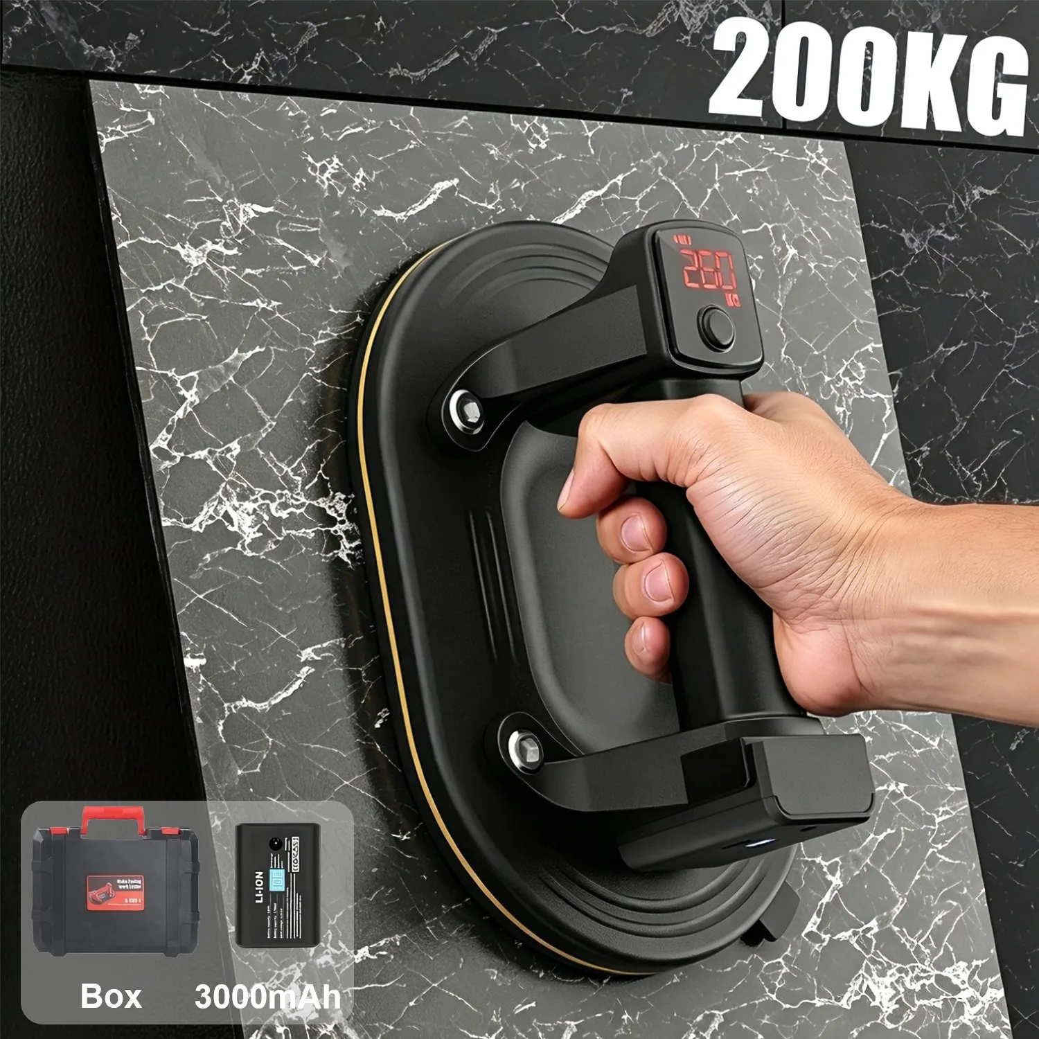 Ventouse électrique de 8 pouces, capacité de charge de 200 kg, ventouse à vide robuste pour le levage de verre, outil de levage intelligent
