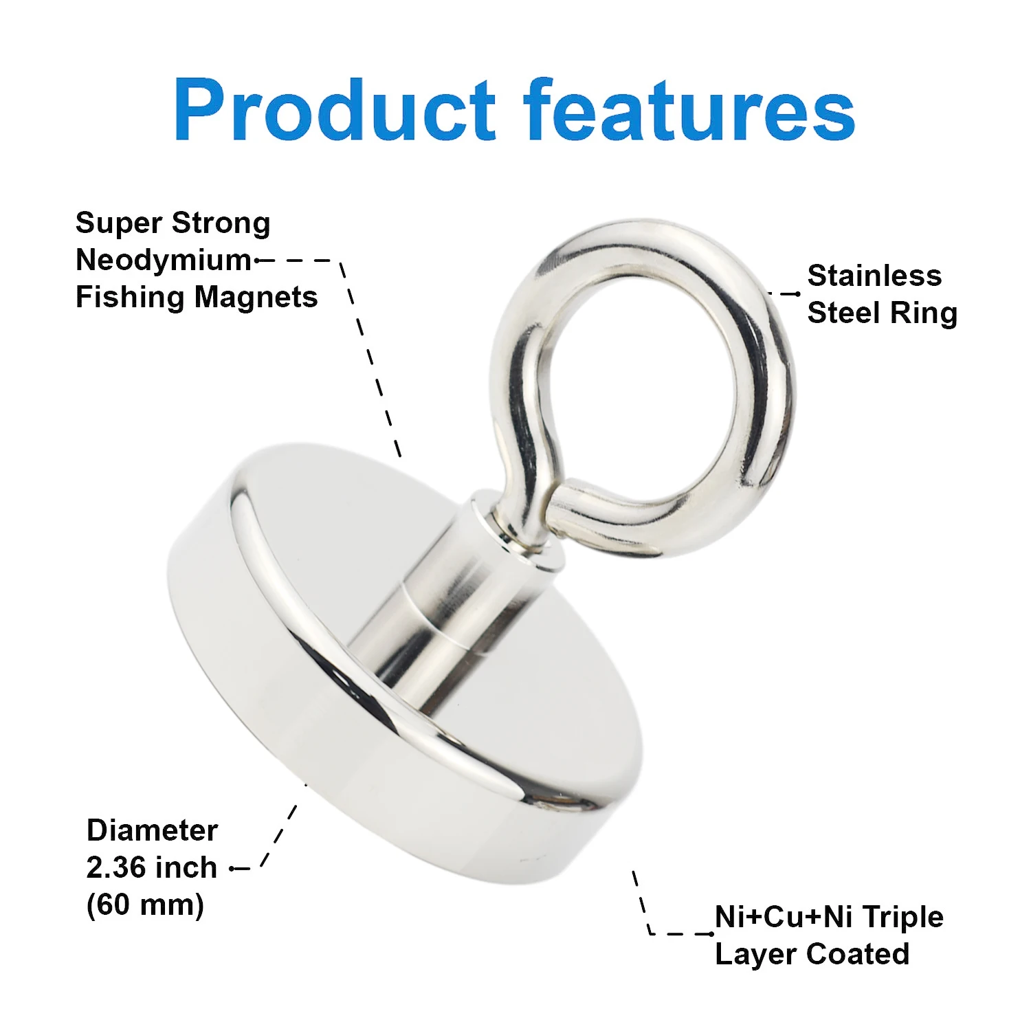 Powerful Magnet Hook Super Powerful Neodymium Magnet Strong Magnetic Iman Magneat Fishing Iman Magnetti Ima 10-75mm N52Neomidium