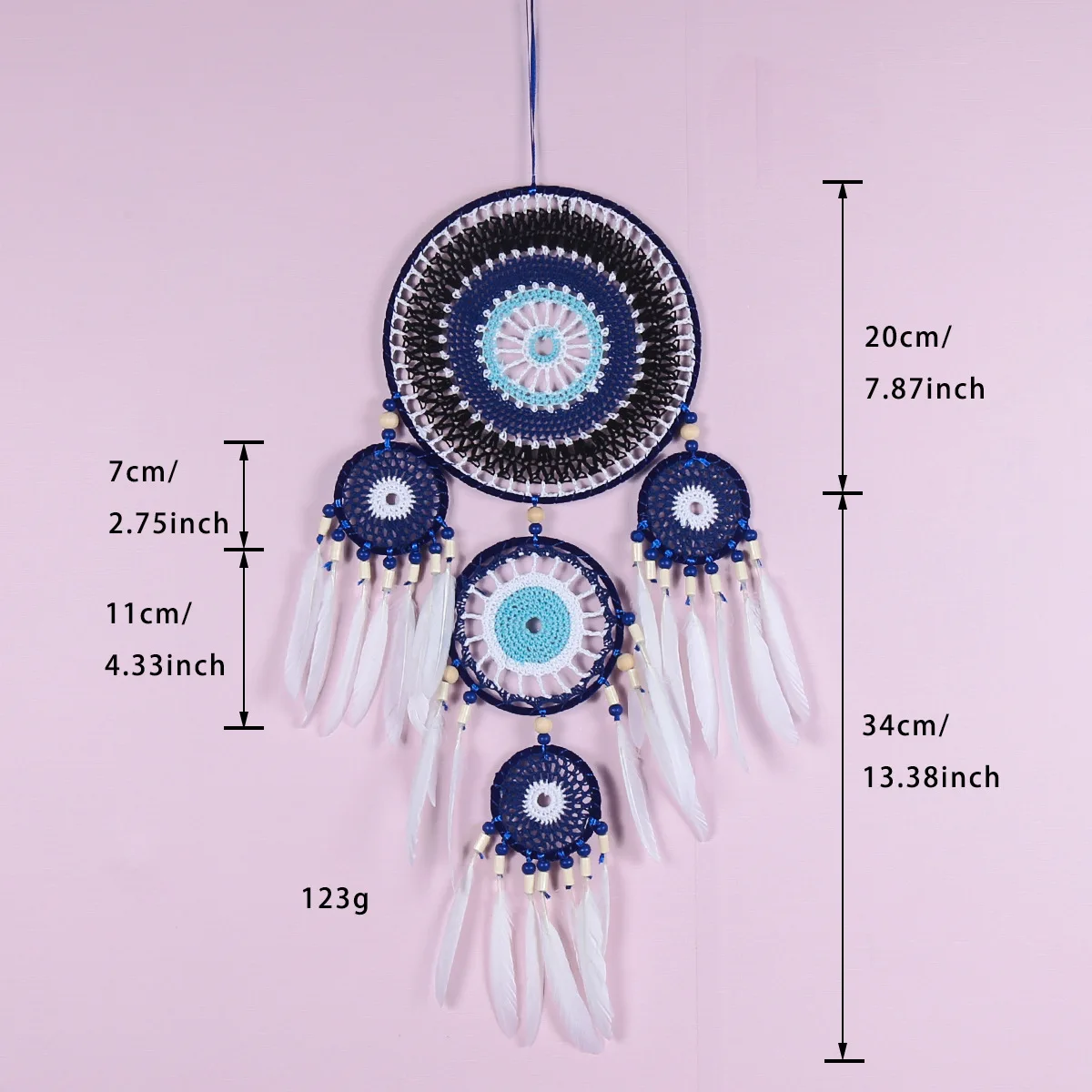 1pcs Handmade Woven Indian Dreamcatcher Evil Eye Hanging Decor Boho Dream Catcher Ornament for Indoor Home Wall Car