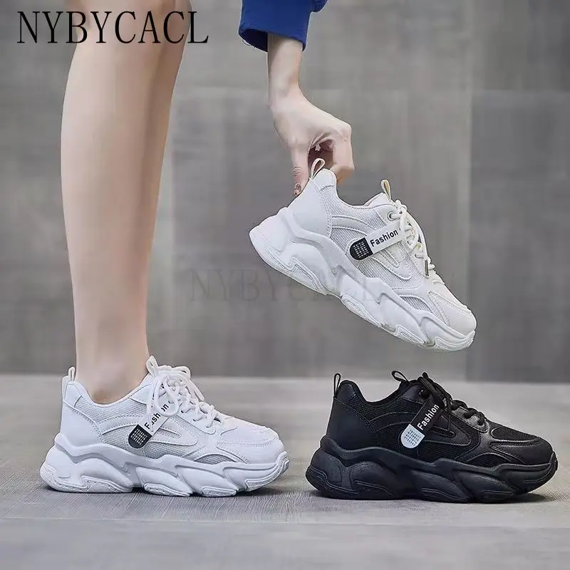Women Breathable Mesh Platform Sneakers Casual Vulcanized Shoes Flat Summer 2022 Women's Thick-soled Platform Vulcanized Shoes