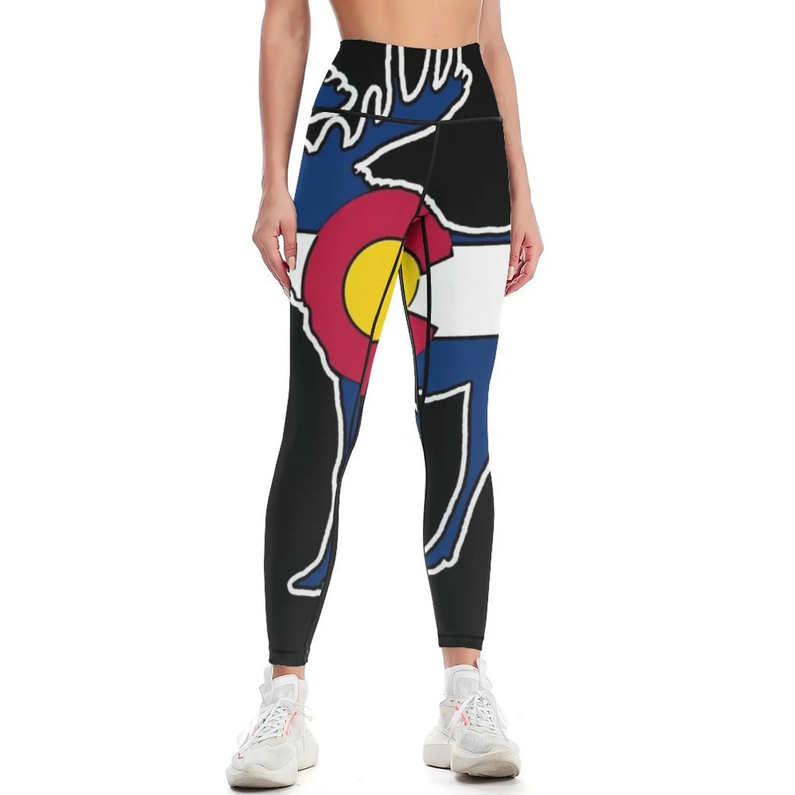 Colorado transplant flag moose shape Sticker Leggings flared sporty woman push up Women's push up Womens Leggings