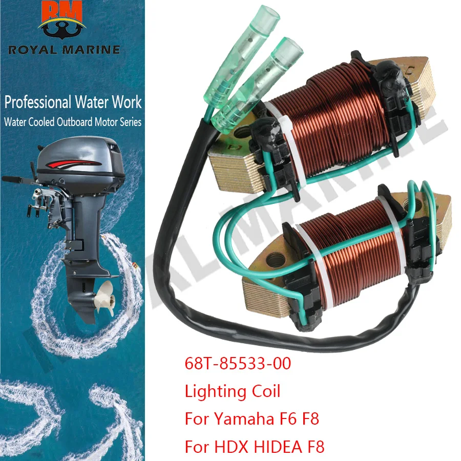 

Катушка зажигания 68T-85533 для лодочного мотора Yamaha, 4-тактный, 8 л.с., 9.9 л.с., 68T-85533, 68T-85533-10, морские запчасти