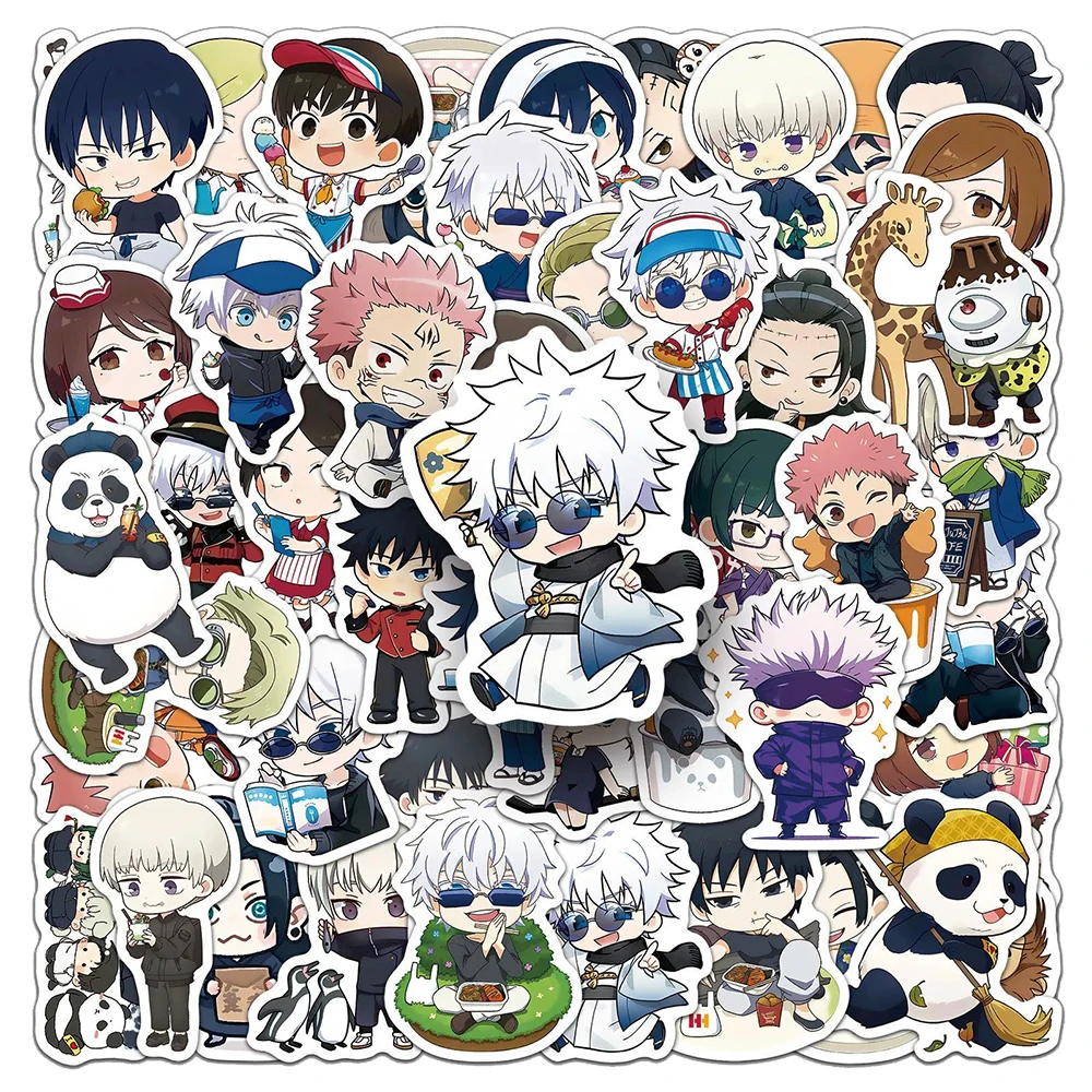 10/30/50PCS Cute Jujutsu Kaisen Cartoon Stickers Q Version Anime Decals DIY Phone Notebook Guitar Car Waterproof Sticker Kid Toy