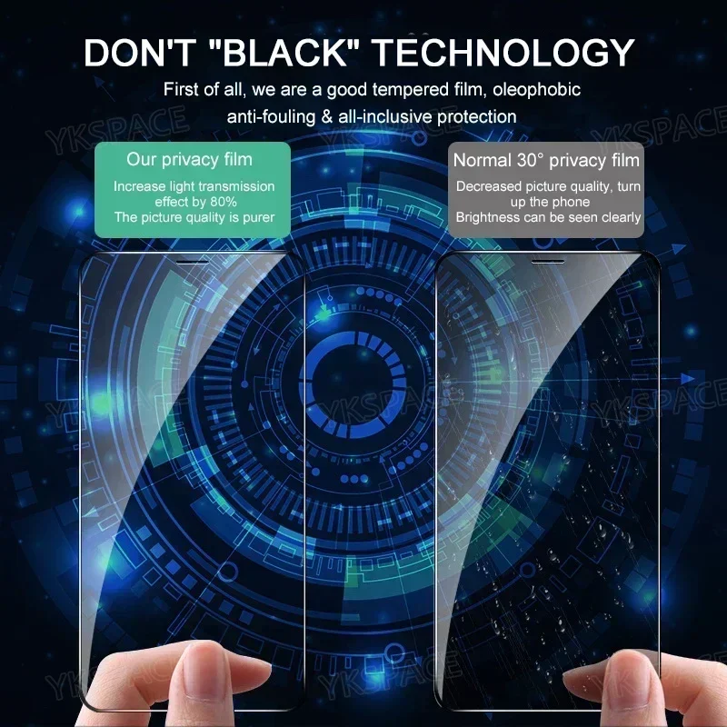 개인 정보 보호 강화 유리, 안티 스파이 엿보기 스크린 보호대, 아이폰 X XR XS 11 12 13 미니 14 15 16 프로 맥스 SE 7 8 플러스, 1-3 개
