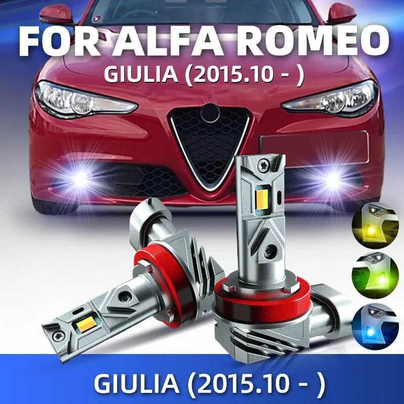 2pcs Car LED Front Fog Lights Bulbs Dual Colors Switchback White Yellow For Alfa Romeo GIULIA 952 2015 2017 2019 2020 2022 2023
