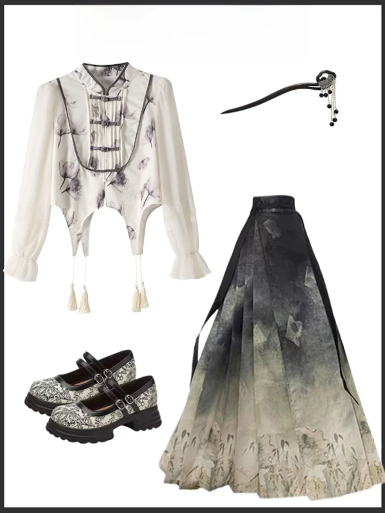 

New 2025 Women's ort Sve Hanfu Skirt Traditional Chinese Sle Faionable Age-Defng Polyester Fiber Full Body Costume