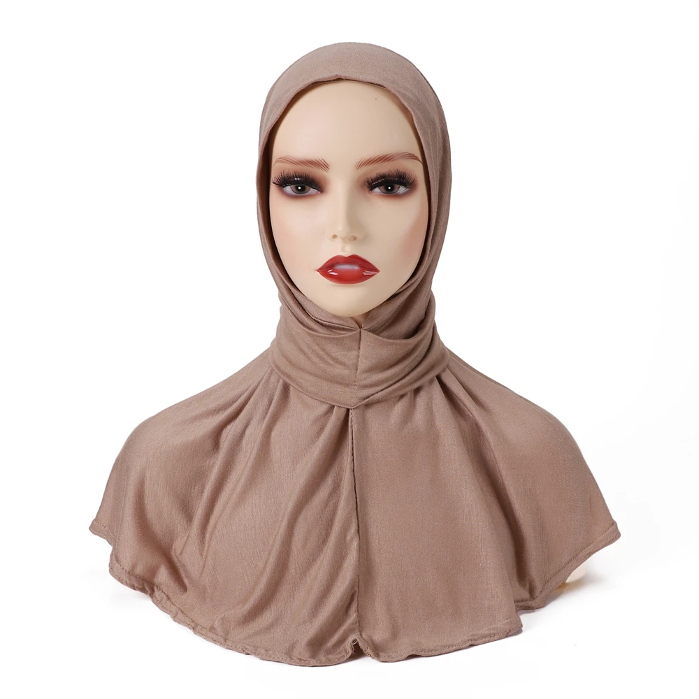 Soft Elastic Ready Jersey Cotton Hijab Undercap For Muslim Woman Bonnet Solid Color Instant Inner Caps Ladies Headband Free Size