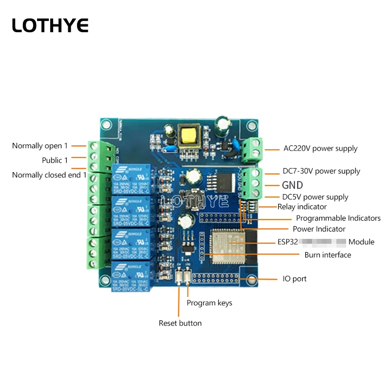 ESP32 ESP-32 4 Channel Relay Module WIFI Bluetooth BLE Development Board AC 220V / DC 7-30V Power Supply