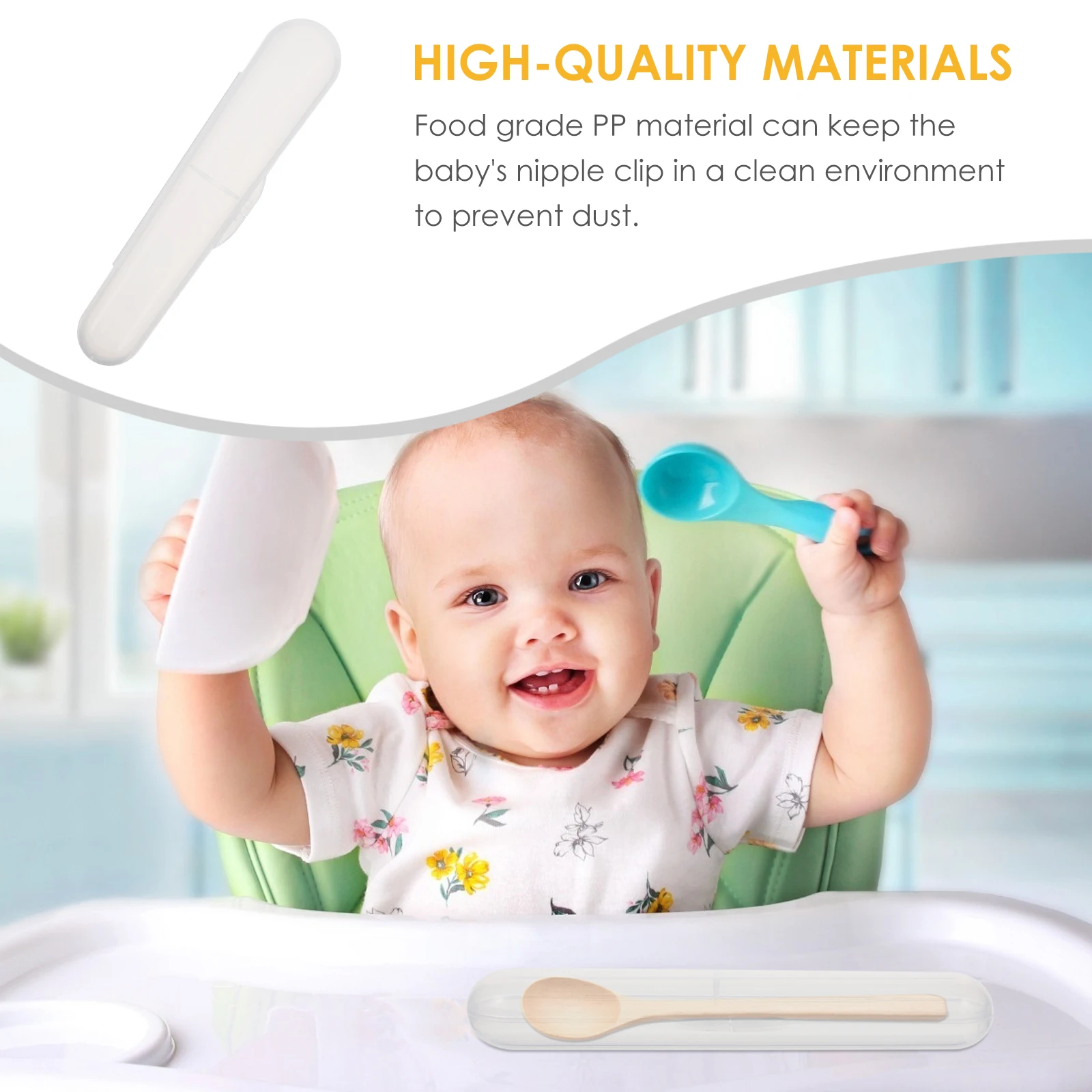 

6pcs Baby Fork Spoon Case Infant Feeding Storage Container Travel Stroller Pp Material Easy Clean Durable Safe Gift New Moms