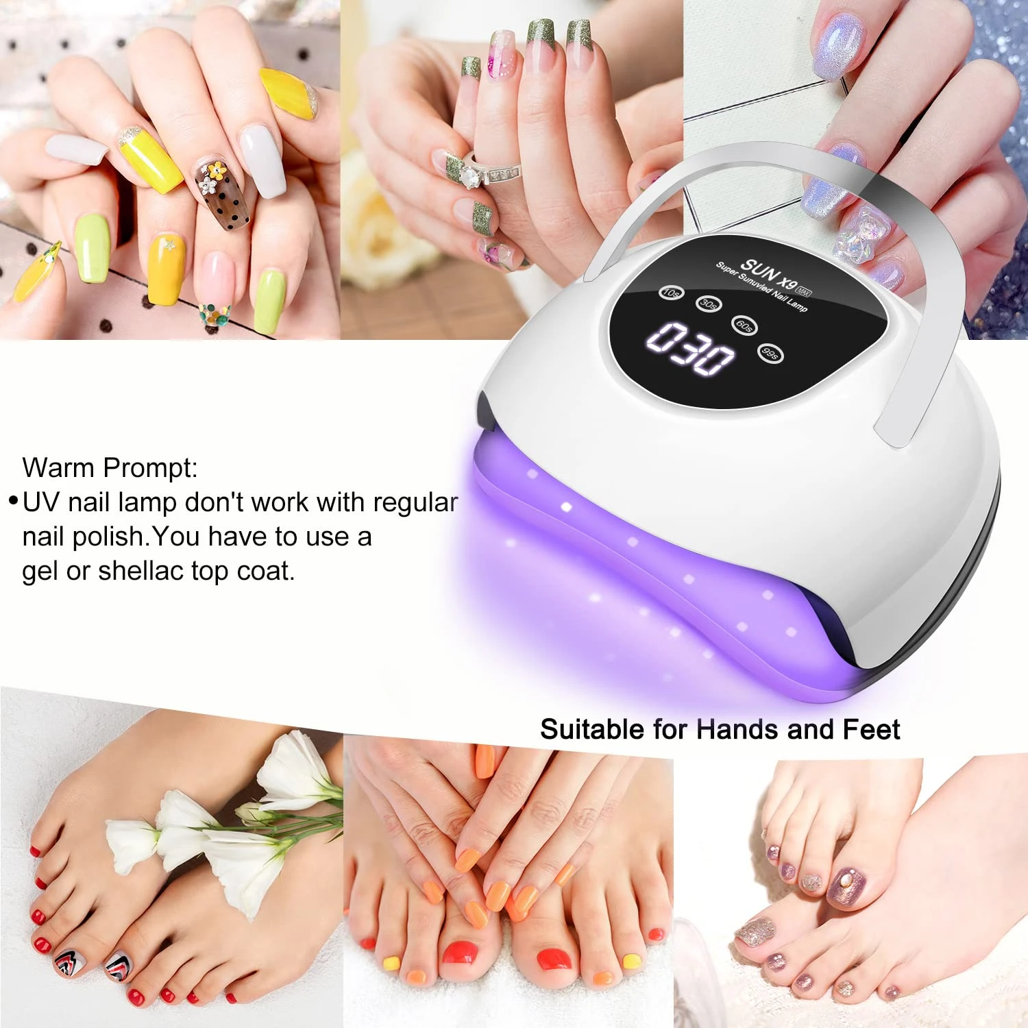 LED Nail Lamp 220W for Gel Nails Fast Curing Dryer with 57pcs Lamp Beads 4 Timers Professional UV Light for  Salon Nail Art Tool