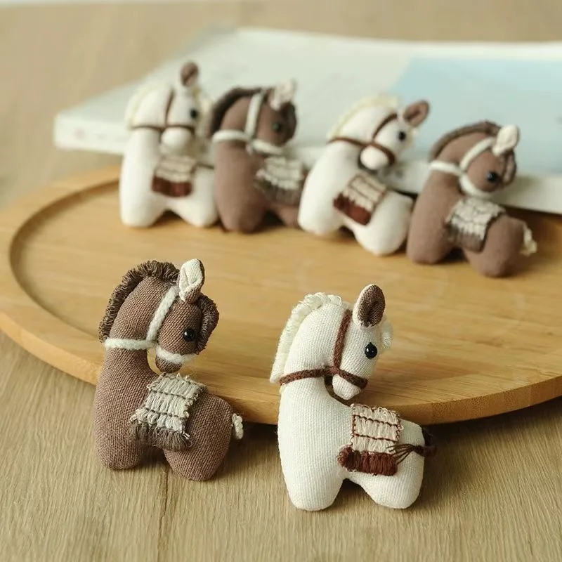 Stuffed Fabric Pony Brooch Beige Brown Plush Cute Forest Girl Style Pin for Women Purse Bag Charm Versatile Premium Handmade