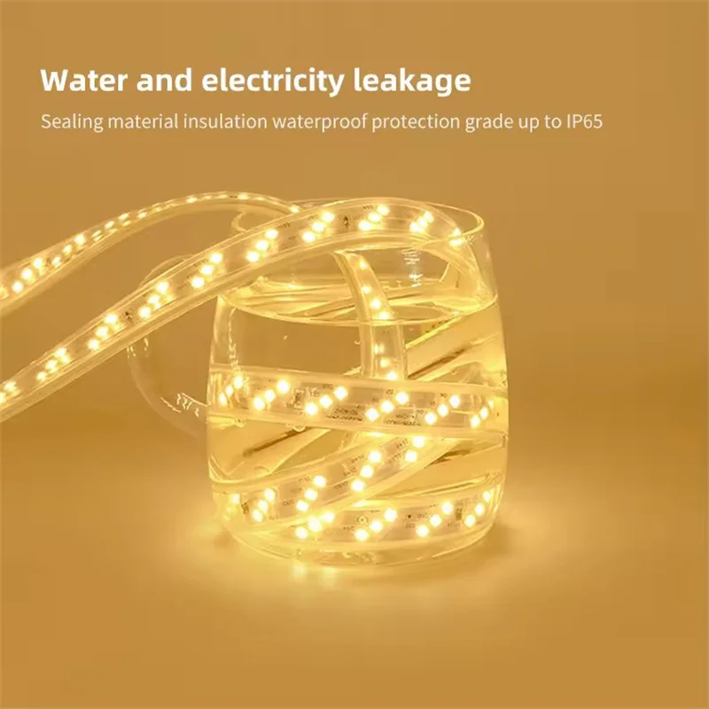 220V LED Strip 2835 High Brightness Led Ribbon Tape Waterproof LED Strip 220v With EU Power Plug for Home Room Garden Lighting