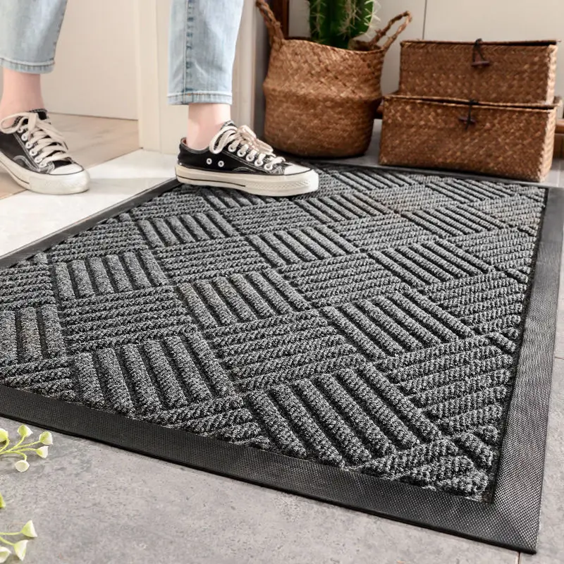 Household Outdoor Door Mat Rectangular Rubber Entrance Living Room Carpet Modern Style Bathroom Anti Slip Foot Mat Hot Selling