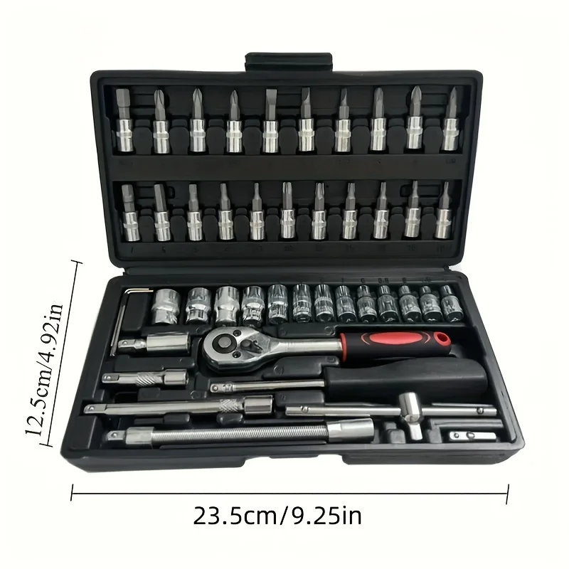 46 piece set of ratchet wrench toolbox, automatic repair ratchet screwdriver combination tool, car repair hardware tool kit