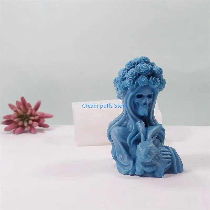 50LE Diy Crystal Drop Gypsum Abrasive Three-dimensional Skull Witch Rabbit Ornaments Pendant Silicone Mold