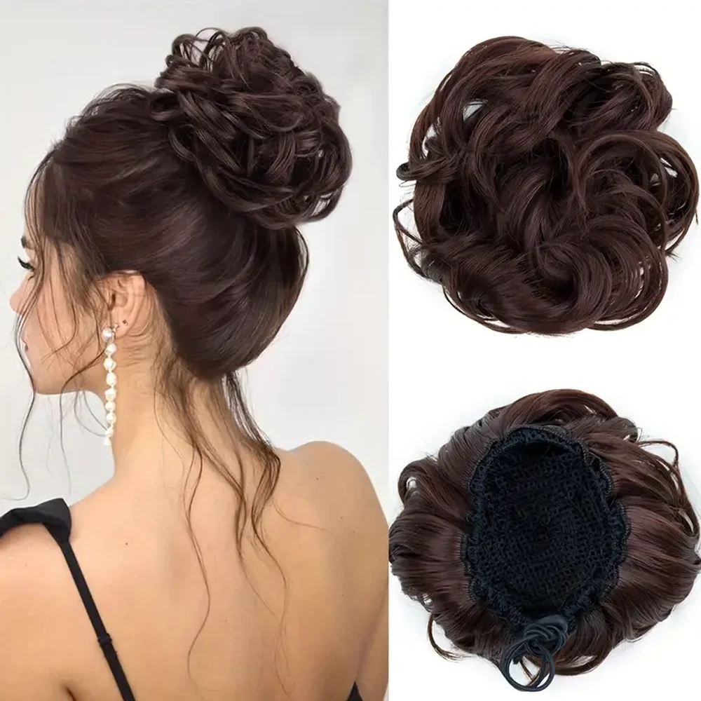 Bun coulisse disordinato estensione dei capelli del panino Clip per capelli ondulati In panino per capelli sintetici per accessori per capelli da