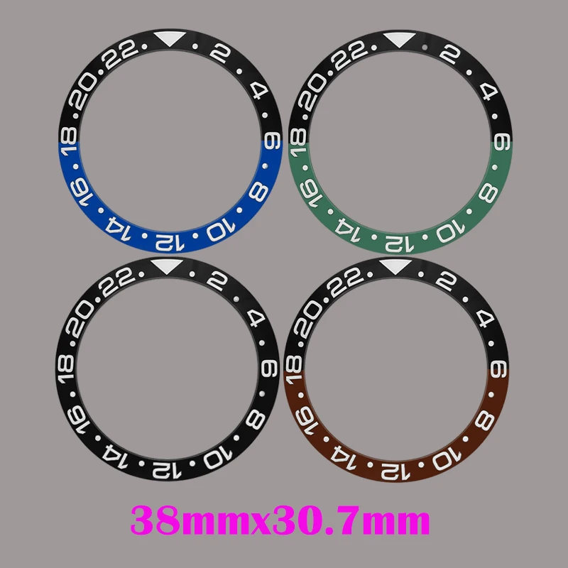 38mm Curved Ceramic Blue and Green Luminous Bezel Insert Ring Fit SKX007 SKX009 SRPD GMT SUB Watch Case Watch Ring Refit Parts