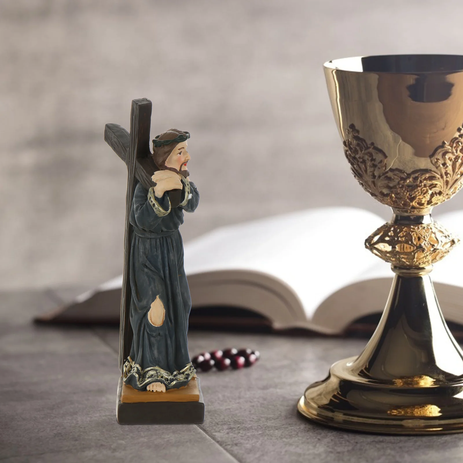 

Desktop Jesus Ornament Decorative Sculpture Clear Texture Perfect for Religious Home Decorations Anniversaries Birthdays