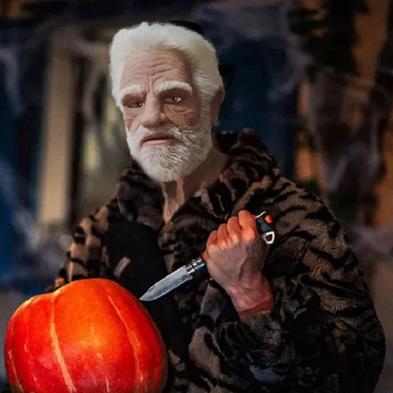 Mask 2025 Male Halloween Carnival Terror Full Head Face Realistic Silicone Grandpa Wrinkle Real Elderly Masks Party Cosplay view 6