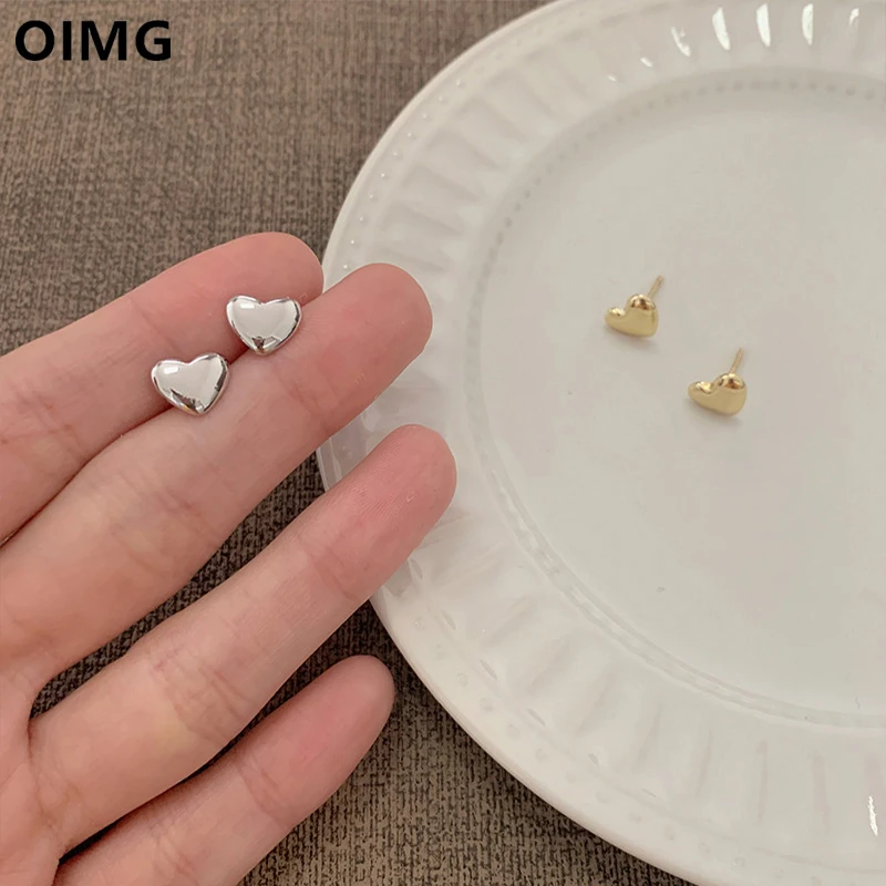 OIMG 316L нержавеющая сталь золото цвет металла мини-серёжки сердца студентки корейские милые украшения гипоаллергенные