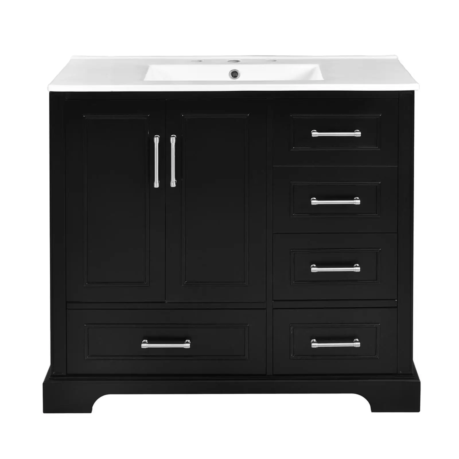 

36 Inch Bathroom Vanity Cabinet with Black Finish and Ceramic Sink for Luxury Bathroom Storage and Organization