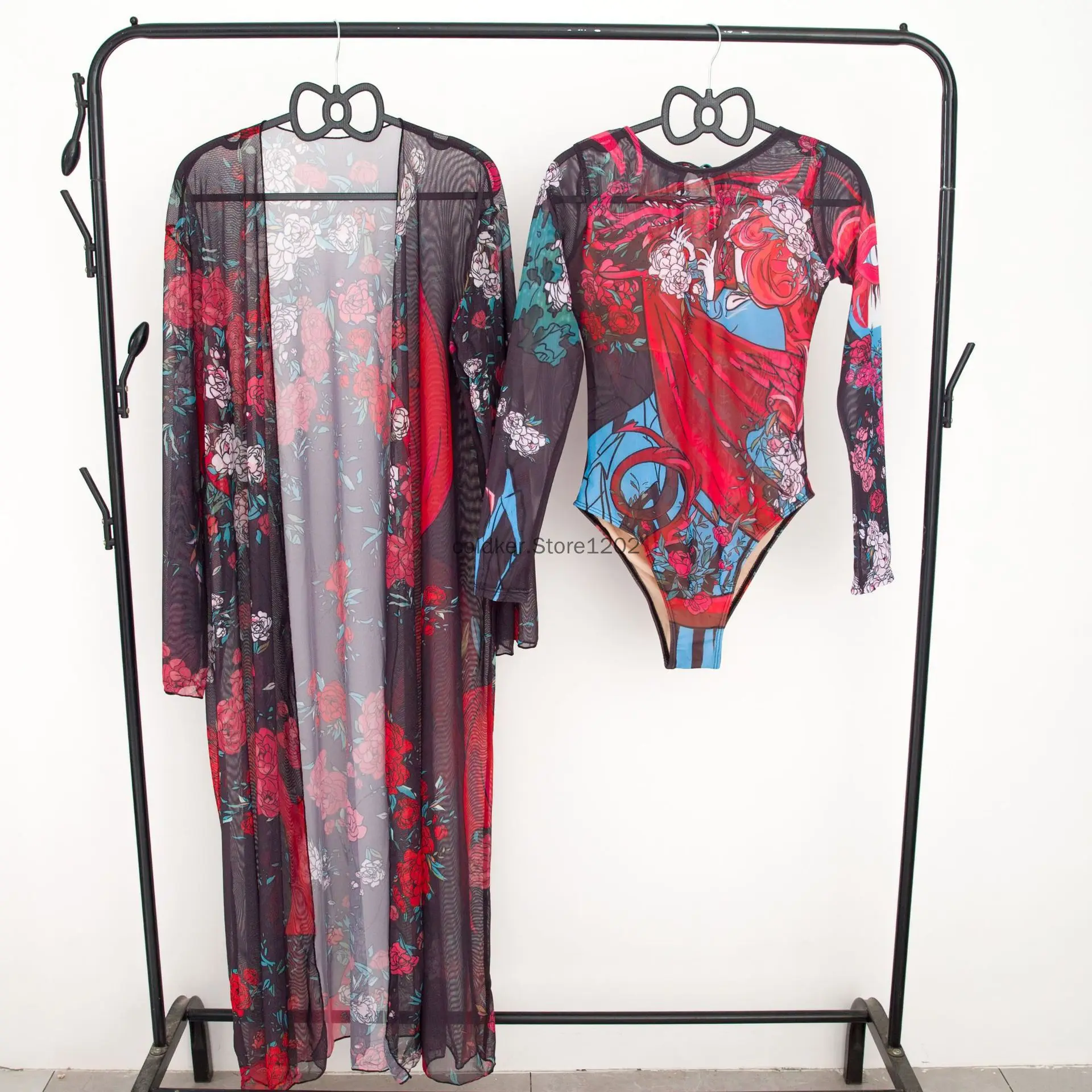 Nuovo 2025 costume da bagno sexy donna costume da bagno estivo bikini set 2 pezzi costumi da bagno a maniche lunghe cover up kimono da spiaggia per le donne