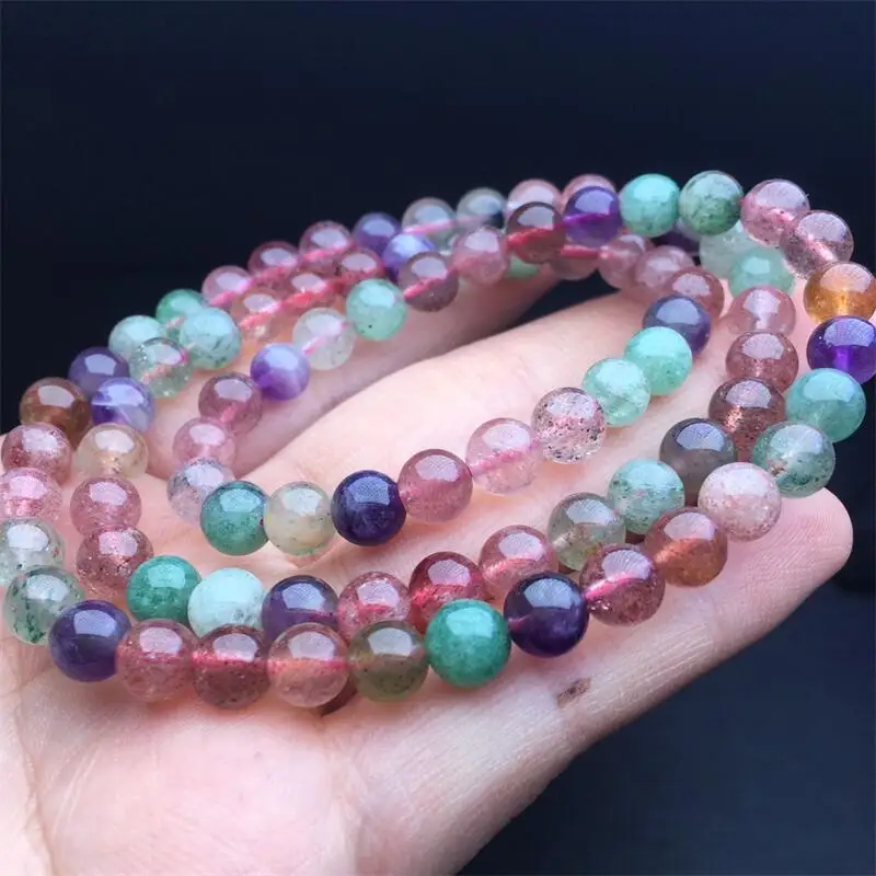 

6.8MM Natural Strawberry Quartz Bracelet Handmade Women Healing Gemstone Crystal Strand Lovers Girlfriend Jewelry Gift 1PCS