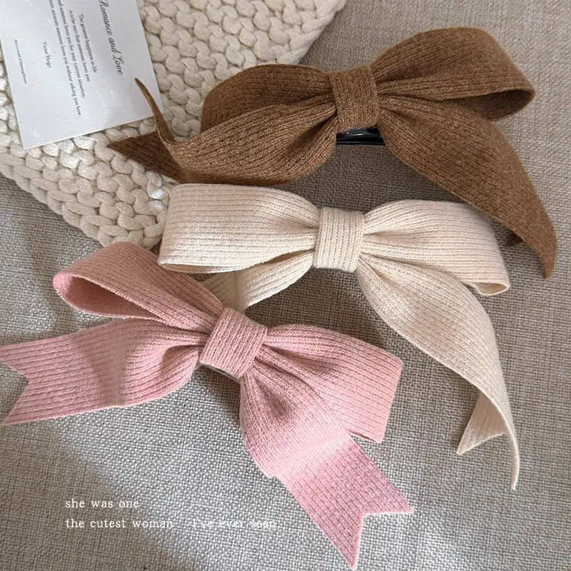 Koreanische Gestrickte Woolen Bogen Haar Clips Frühling Clips Frauen Temperament Barrettes Weibliche Party Haarnadeln Haar Schmücken Zubehör – Detail 5