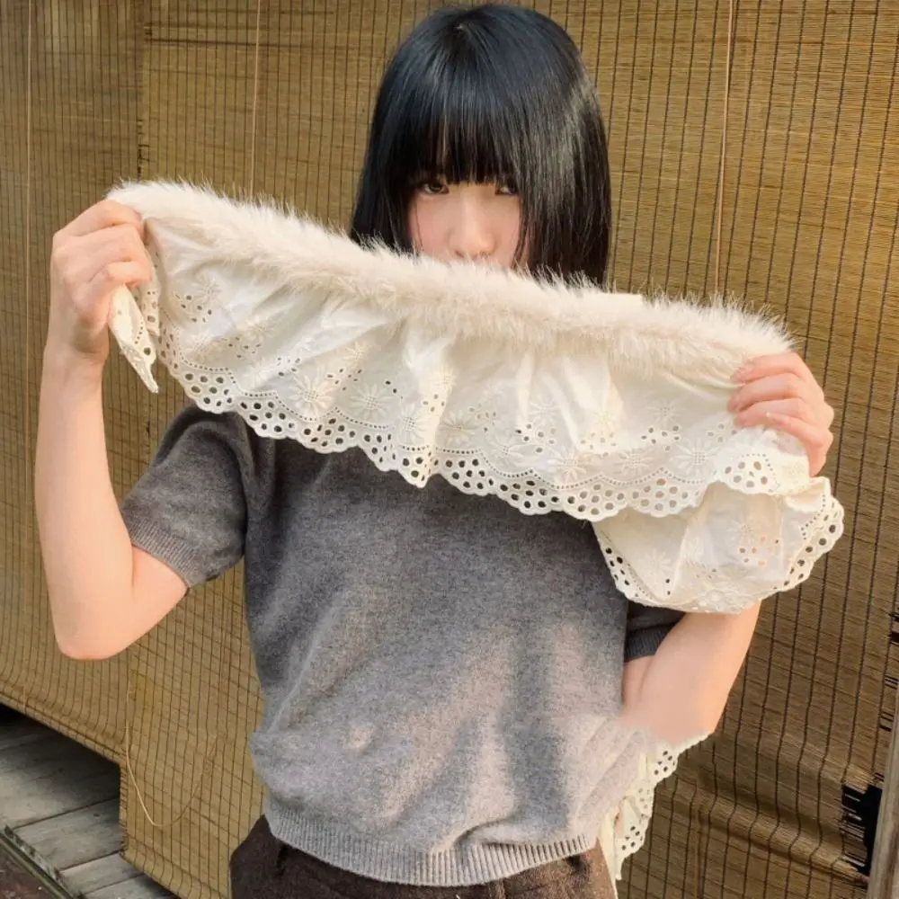 

Personalized Y2k Lace Scarf Spicy Girl Warm Shawl Thicken Korean Style Winter Scarves Girl