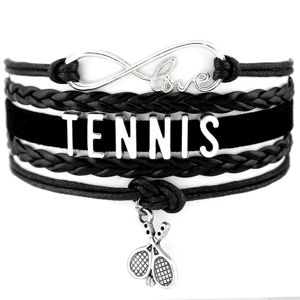 Tennis Racket Charm Bracelets Sports Jewelry Women Men Unisex Girl Boys Gift Drop Shipping