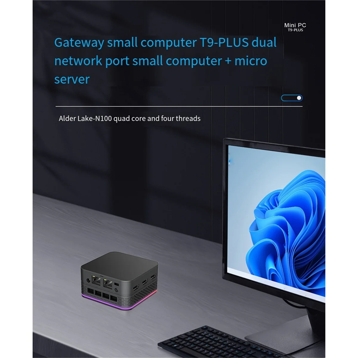 Imagem -05 - Portas Duplas Gigabit Ethernet Quad-core Quad-threaded ue t9 Plus Mini pc Alder Lake N100 Ddr5 sem Ssd 16gb