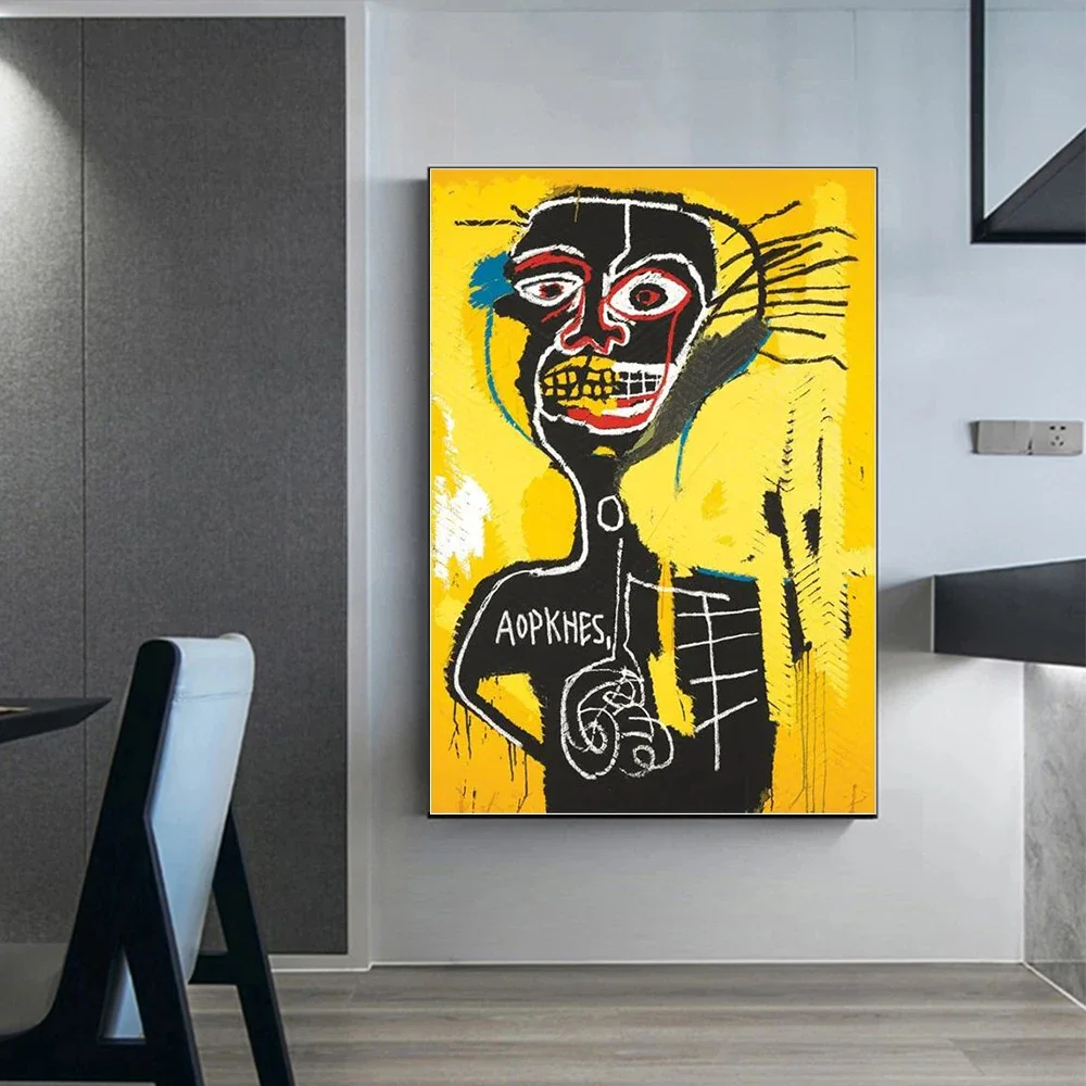 الكتابة على الجدران ملصق فني وطباعة جان ميشيل قماش اللوحة الحديثة مجردة صور فنية للجدران لغرفة المعيشة ديكور المنزل كوادروس