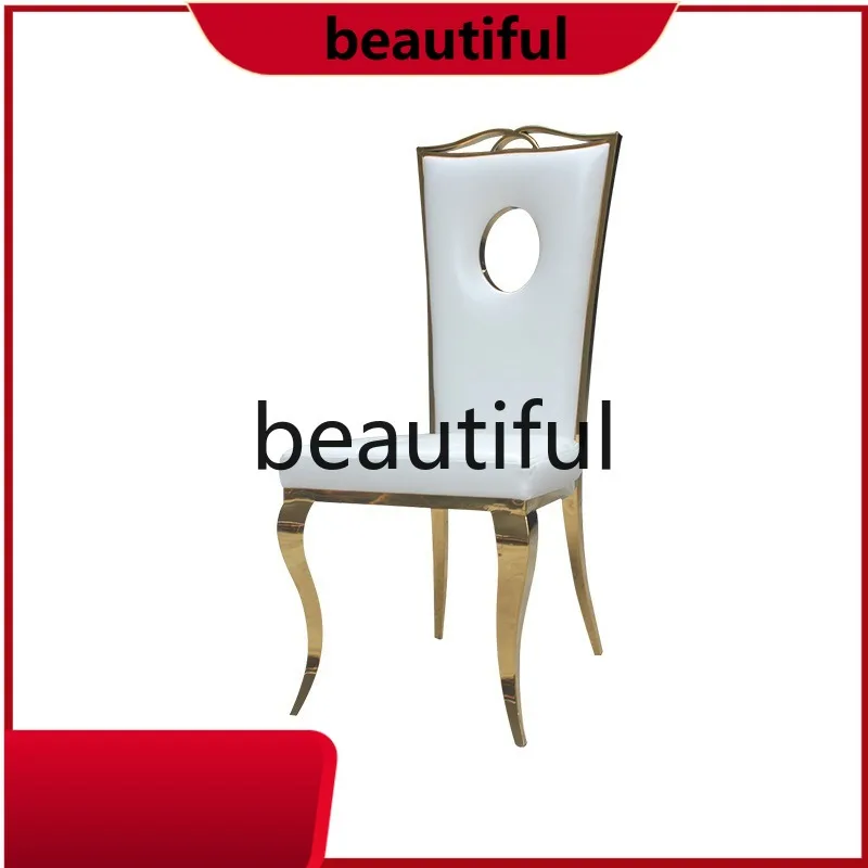 

European Home Restaurant Dining Chair American Stainless Steel Backrest Gold Chair Hotel Wedding Banquet Chair
