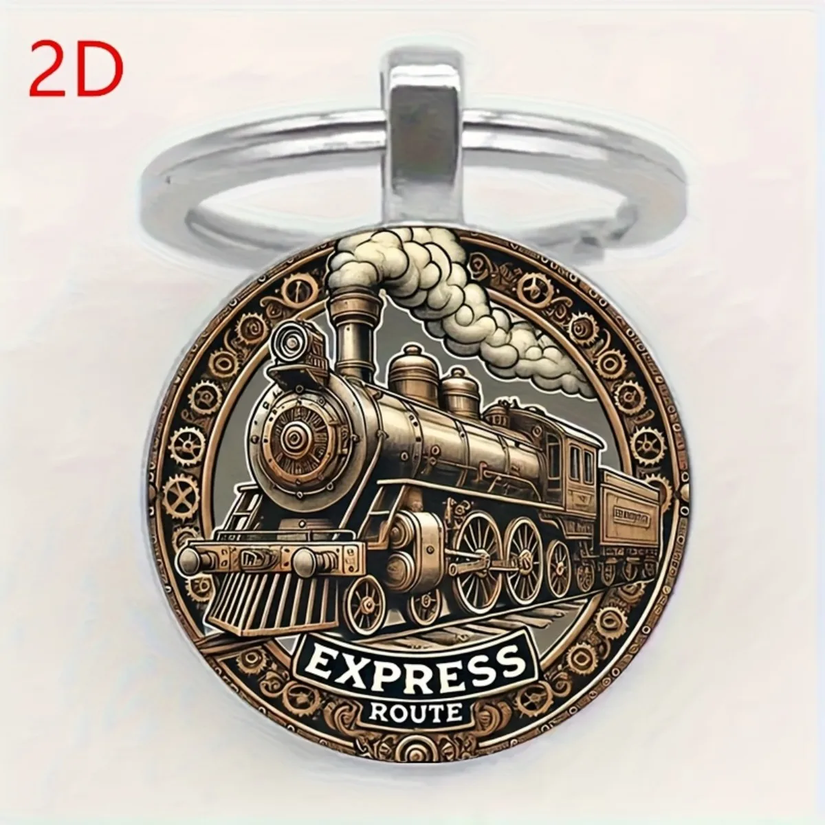 سلسلة مفاتيح قطار عتيقة: قاطرة أنيقة من سبائك الزنك مع تفاصيل مزخرفة. الهدية المثالية لعشاق القطار والجامعات. #1