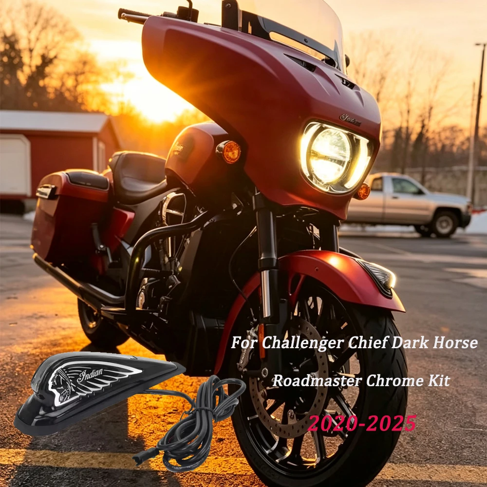 New Indian Motorcycle Headdress Light LED Front Fender 2020-2025 For Challenger Chief Dark Horse Springfield Vintage Roadmaster