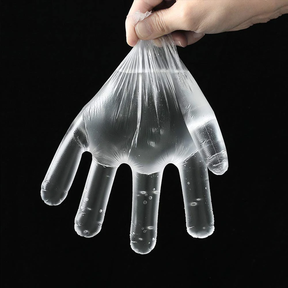 100 Pcs Disposable Gloves Thin Environmentally Friendly Multi-Purpose Plastic Cleaning Fruit Vegetable Gloves Dinning Beauty