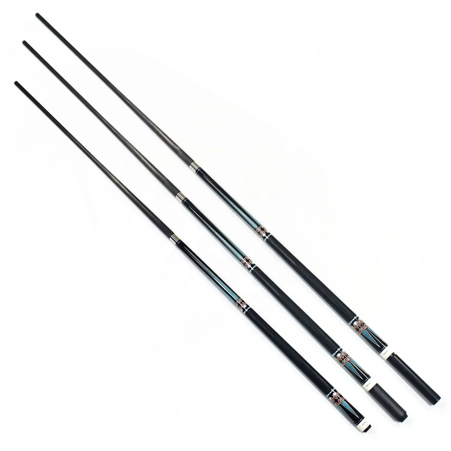 Superior Genuine Carbon Fiber Shaft  Leather Grip 12.5mm 1/2 Billiard Pool Cue With Extension