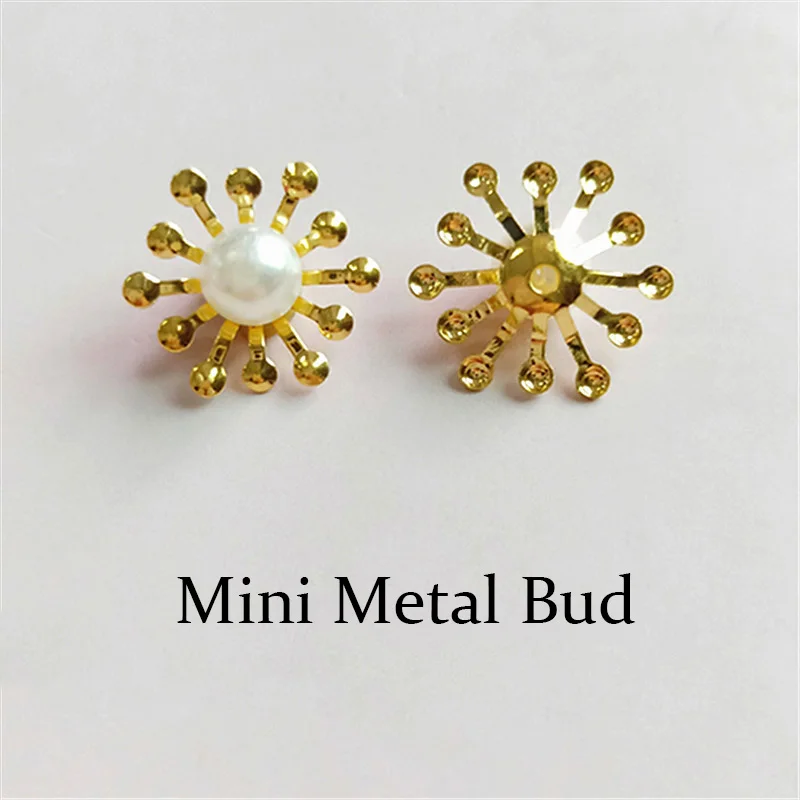 Wholesale 100PCS 15mm Mini Metal Bud Gold Imitation Pearl Flowers Connectors Charm DIY Jewelry Accessories for free shipping