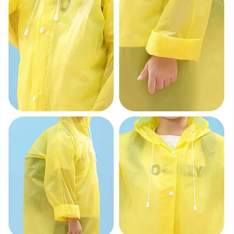 Children's poncho Waterproof reusable raincoat with hood Children's outdoor travel raincoat portable transparent raincoat