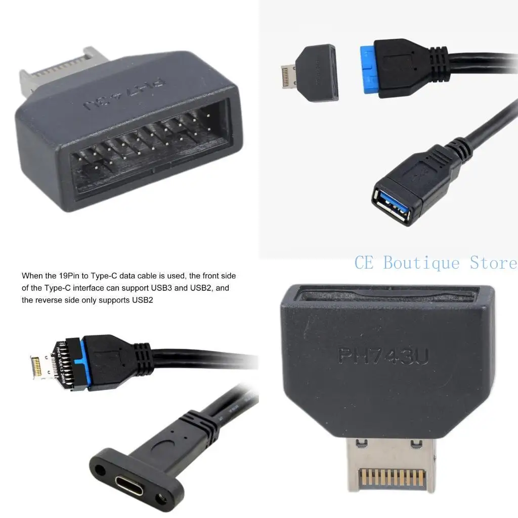 

652F USB 3.2 TypeE to USB 19Pin 20Pin Header Adapter, Vertical Type C Motherboard Conversion