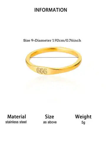 Minimalist Digit Ring 666 Engraved Stainless Steel Fashion Accessory For Adults